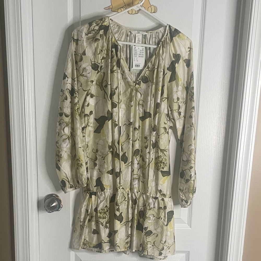 H&M Elegant Cream and Green Dress
